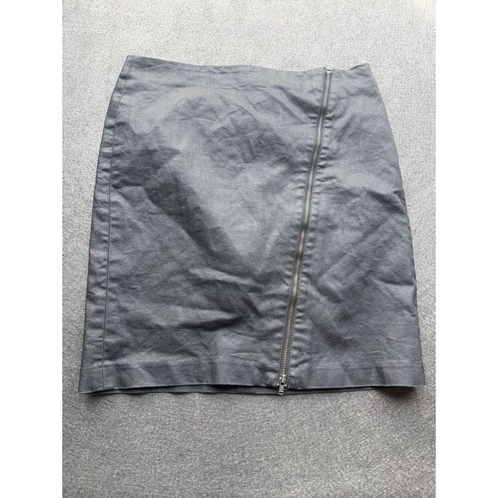 Banana Republic Faux Leather Skirt Matte Black 6 Medium Angled Zip fall 2015 A12